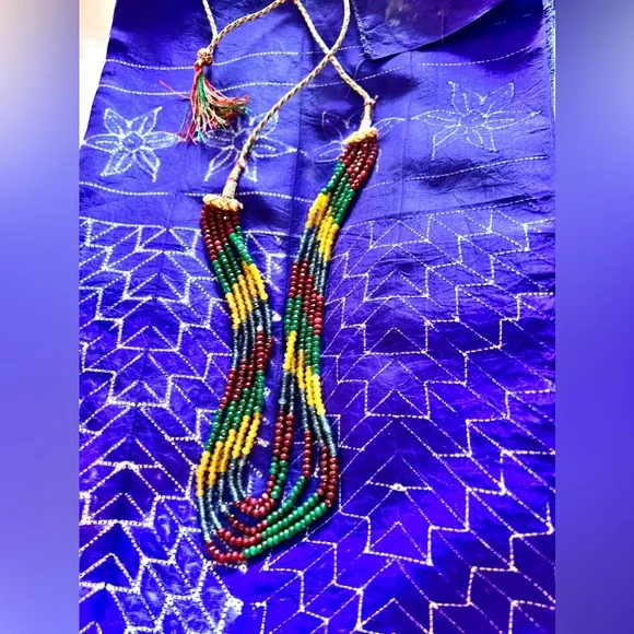 Stunning!New! Multicoloured beaded necklace with 5 lines . Royal necklace,